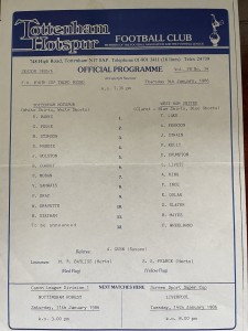 Tottenham v West Ham United, FA Youth Cup, 1985/86 for sale on Ebay