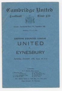 1954/55 Eastern Counties League - CAMBRIDGE UNITED v. EYNESBURY ROVERS for sale on Ebay