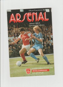1980-81 Arsenal v Middlesbrough  - Division One for sale on Ebay