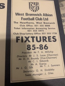 1985/ 86 West Bromwich Albion FC Official Fixture list card WBA West Brom for sale on Ebay
