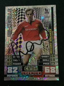 Signed Phil Neville Manchester United football Match Attax card for sale on Ebay
