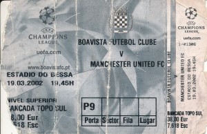TICKET: Boavista v Manchester United (UEFA Champions League) 2001/2002 for sale on Ebay