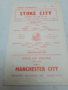 League Cup Semi Final 15.1. 1964 Stoke City V Manchester City - 1st Leg for sale on Ebay