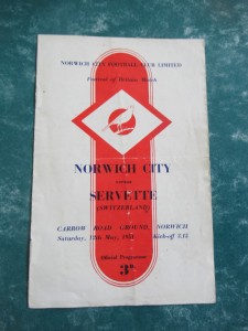 Norwich City v Servette 12th May 1951 Festival of Britain for sale on Ebay