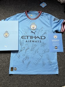 Manchester City Signed Treble Shirt 22/23 BNWT + Official Club Coa Foden Haaland for sale on Ebay