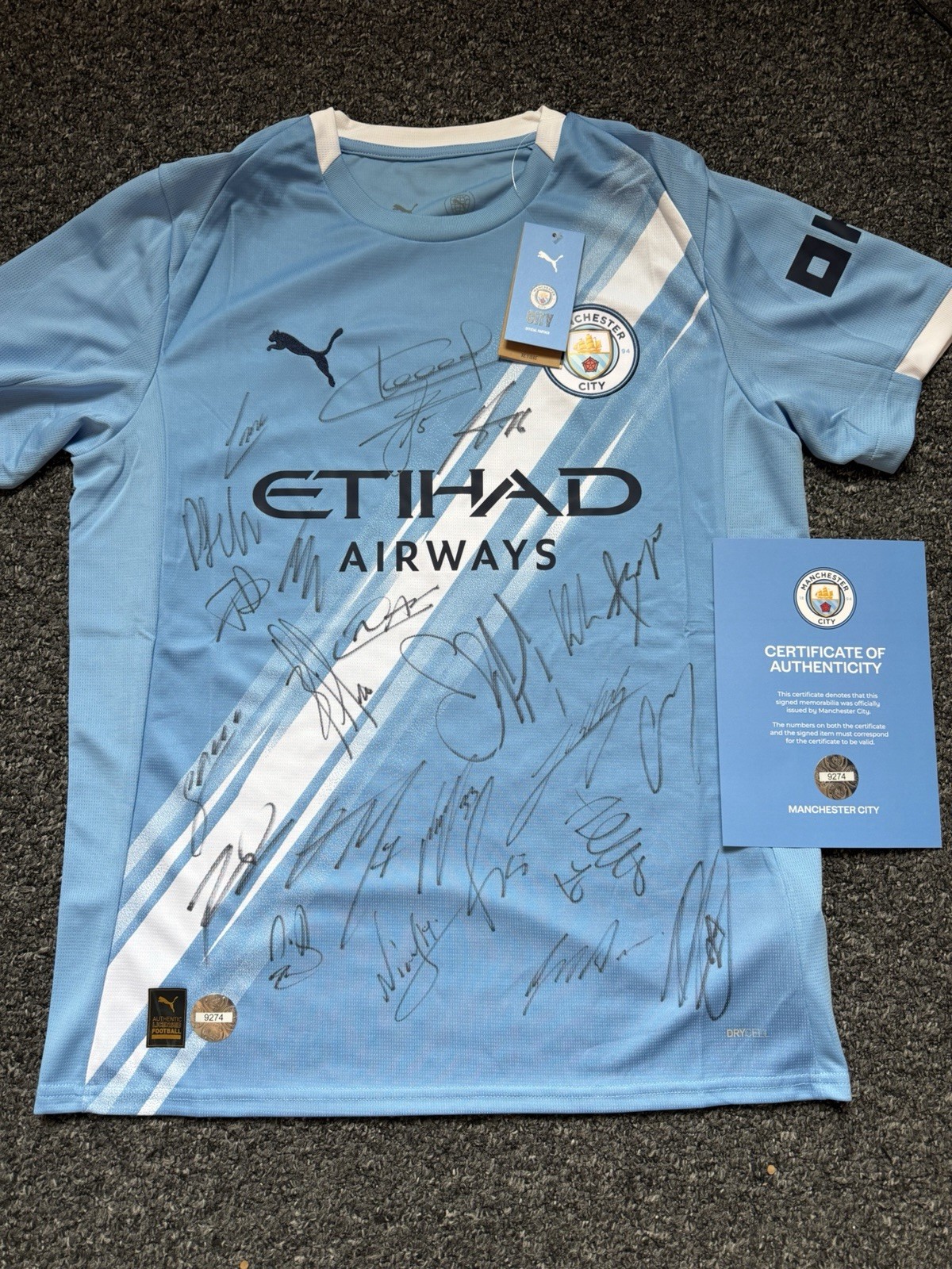 Manchester City Signed 25/26 Jersey Erling Haaland Semenyo Cherki + OFFICIAL COA for sale on Ebay
