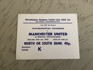 1973 Wolves v Manchester United ticket stubs FACup for sale on Ebay