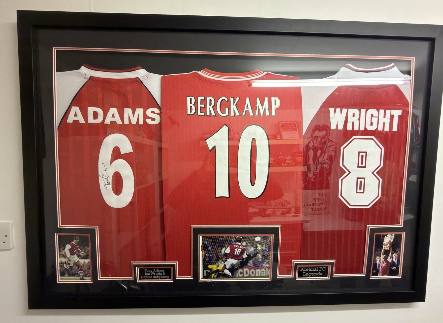 Arsenal Football Club Legends Signed Framed Shirts  - Bergkamp / Wright / Adams for sale on Ebay