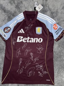 SIGNED ASTON VILLA OFFICIAL SHIRT 25/26 EUROPA LEAGUE WINNERS  PROOF for sale on Ebay