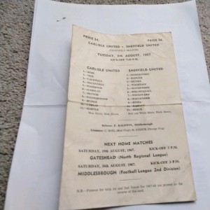 Carlisle United v Sheffield United Friendly Football Programme 8/8/1967. for sale on Ebay