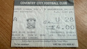 TICKET 1985/86 Coventry City v Manchester United League - Grey for sale on Ebay