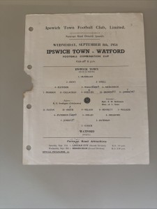 Ipswich Reserves  v Watford Combination Cup 8/9/1954 for sale on Ebay