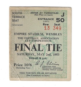 1953 FA Cup Final Bolton Wanderers v Blackpool - TICKET for sale on Ebay