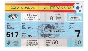 1982 World Cup Semi-Final UNUSED TICKET - West Germany v France for sale on Ebay