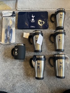 Tottenham Hotspur Bundle 450ml Travel Mug x6 One Hotpsur Collectable Tin Garden for sale on Ebay