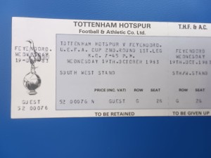 MATCH TICKET TOTTENHAM HOTSPUR v FEYENOORD 1983 EUFA CUP VERY GOOD CONDITION. for sale on Ebay