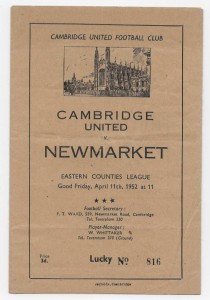1951/52 Eastern Counties League - CAMBRIDGE UNITED v. NEWMARKET TOWN for sale on Ebay