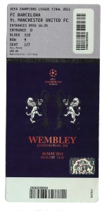 2011 UFEA Champions League Final Barcelona v Manchester United/Man Utd - TICKET for sale on Ebay