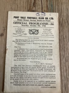 9 October 1948 Port Vale v Swansea for sale on Ebay