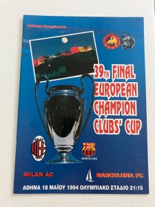AC Milan vs Barcelona 1994 european cup final official Greek programme for sale on Ebay