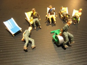 Vintage Subbuteo Table Cricket - Spares. 4x spectators, 2 groundsman & roller. for sale on Ebay