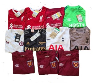 Football Shirt JOB LOT Boys Kids X 11 Bulk LIVERPOOL SPURS WEST HAM ARSENAL for sale on Ebay