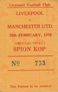 TICKET: Liverpool v Manchester United 1977/1978 for sale on Ebay