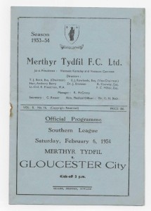 1953/54 Southern League - MERTHYR TYDFIL v. GLOUCESTER CITY for sale on Ebay