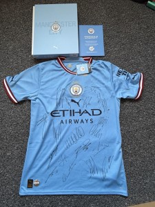 Manchester City Signed Treble Shirt 22/23 BNWT + Official Club Coa Foden Haaland for sale on Ebay