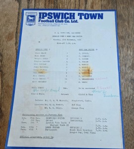 IPSWICH TOWN  V WEST HAM  FA YOUTH CUP 2ND  ROUND SINGLE SHEET 1975/76 for sale on Ebay