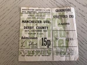 Manchester United v Derby County  home ticket stub from Oct 16TH 1971 for sale on Ebay