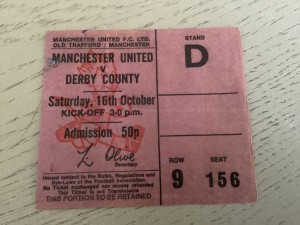 Manchester United v Derby County  home ticket stub from Oct 16TH 1971 for sale on Ebay