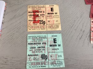 2 x Manchester United home ticket stubs 1971 v Leicester and Leeds for sale on Ebay