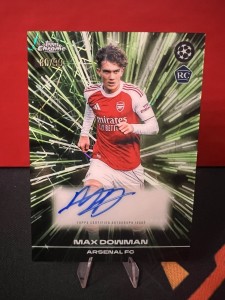 Topps Chrome UEFA Club Competitions Black Lazer Auto /99 Max Dowman Arsenal RC for sale on Ebay