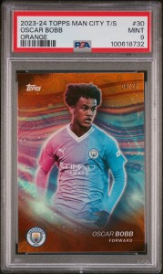 2024 Topps Man City Team Set Oscar Bobb Orange Prizm /25 SSP Fulham Norway PSA 9 for sale on Ebay