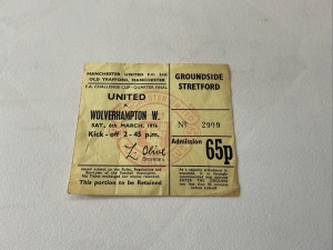 Manchester Utd V Wolverhampton 1976 Stretford End Ticket F A Cup Quarter Final for sale on Ebay