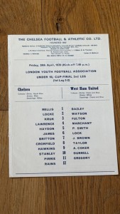 PROGRAMME 1969/70 Chelsea v West Ham Utd Youth Cup Final Type 2 for sale on Ebay