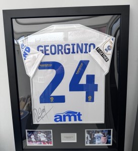 Leeds United Georginio Rutter Signed And Framed Home Shirt for sale on Ebay