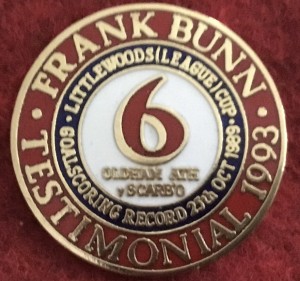 Frank Bunn ( Oldham Athletic) badge for sale on Ebay