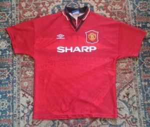 Genuine Manchester United Home Shirt 1994-96 Umbro Sharp Size Large for sale on Ebay