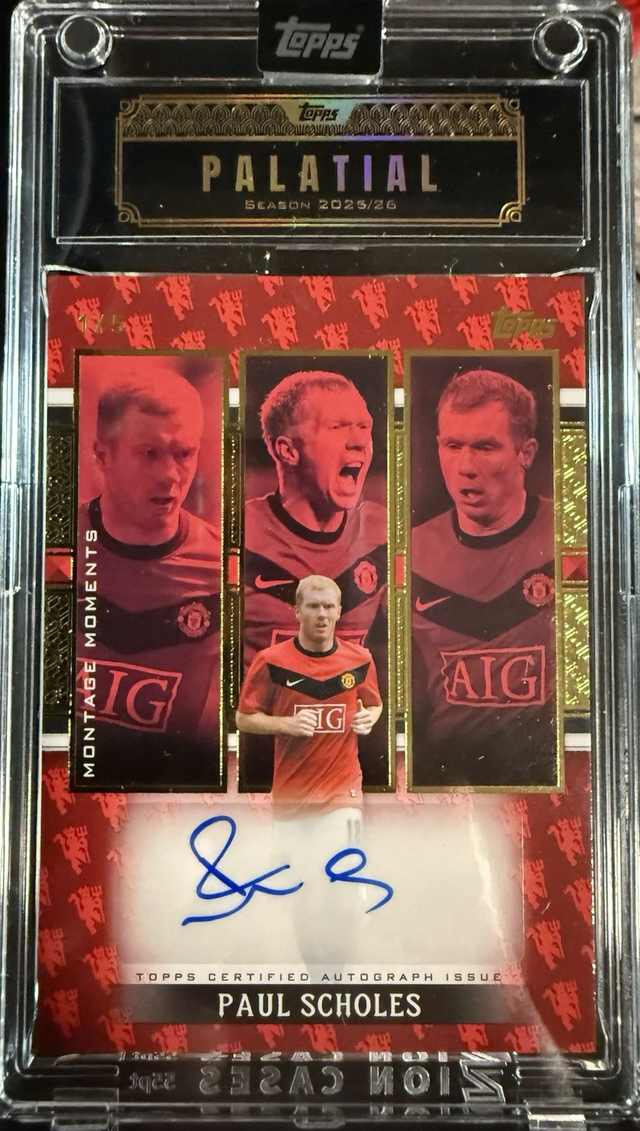 Topps Palatial Manchester United Paul Scholes Montage Moments Auto 2025/26 1/5  for sale on Ebay