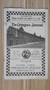 FULHAM v LUTON TOWN HOME PROGRAMME 16-04-1938=12 PAGE'S=EXCELLENT=FAULTS NOTED for sale on Ebay