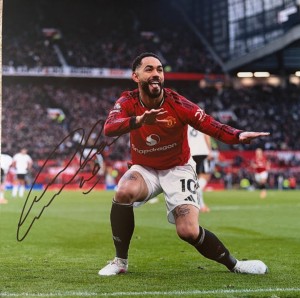 Matheus Cunha Hand Signed Man Utd 12x12