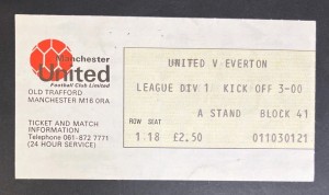 1980 MANCHESTER UNITED V  EVERTON League Used Match Ticket Stub for sale on Ebay
