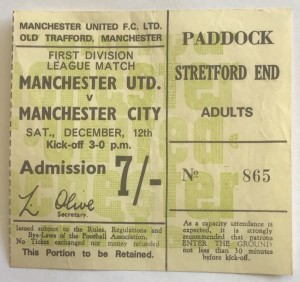 Manchester United V Manchester City 1970-71 Rare Ticket Stub for sale on Ebay
