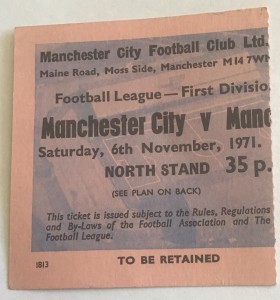Manchester City v Manchester United 1971-72 Rare Ticket Stub, Sam McIlroy Debut. for sale on Ebay