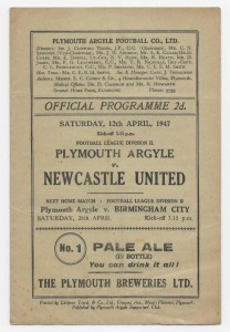 1946/47 Division 2 - PLYMOUTH ARGYLE v. NEWCASTLE UNITED for sale on Ebay