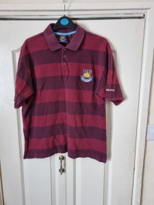 West Ham United Striped Polo Shirt Size XL Colour Claret Short Sleeves Cotton for sale on Ebay