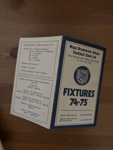 1974/75 WEST BROMWICH ALBION WBA FIXTURES LIST CARD THE HAWTHORNS for sale on Ebay
