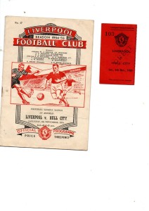 Liverpool v Hull City 1954 - 1955 plus TICKET for sale on Ebay